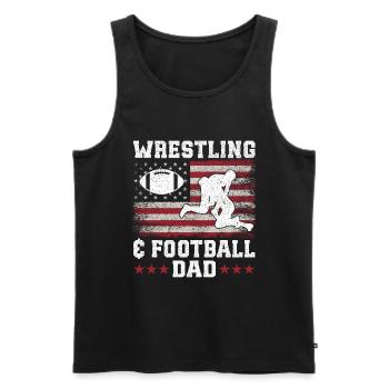 J’ai deux titres : Wrestling Dad et Football Dad - Débardeur bio Premium Homme - noir - Devant - Michal (187cm)