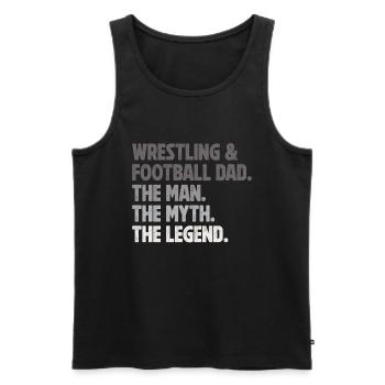 J’ai deux titres : Wrestling Dad et Football Dad - Débardeur bio Premium Homme - noir - Devant - Michal (187cm)
