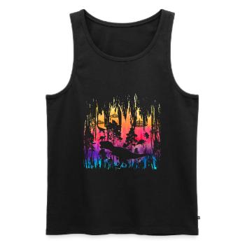 Alien Dinosaur UFO Abduction - Men's Premium Organic Tank Top - black - Front - Michal (187cm)