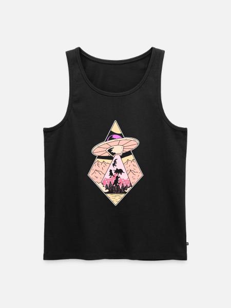 Alien Dinosaur UFO Abduction - Men's Premium Organic Tank Top - black