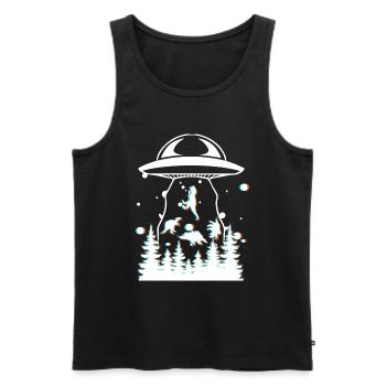 Enlèvement d’OVNI par un dinosaure extraterrestre - Débardeur bio Premium Homme - noir - Devant - Michal (187cm)