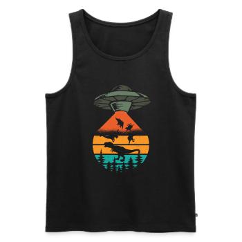 Alien Dinosaur UFO Abduction - Men's Premium Organic Tank Top - black - Front - Michal (187cm)
