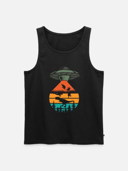 Alien Dinosaur UFO Abduction - Men's Premium Organic Tank Top - black
