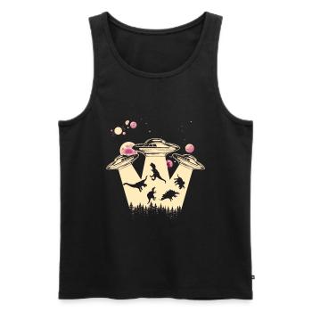Alien Dinosaur UFO Abduction - Men's Premium Organic Tank Top - black - Front - Michal (187cm)