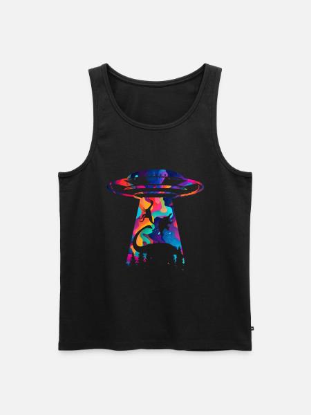 Alien Dinosaur UFO Abduction - Men's Premium Organic Tank Top - black