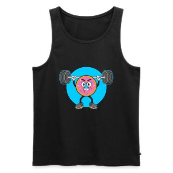 Donut PowerLifting Workout -Weightlifter - Men's Premium Organic Tank Top - black - Front - Michal (187cm)