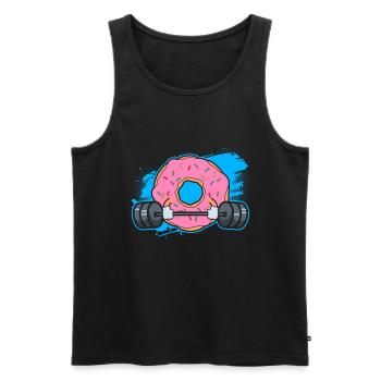 Donut PowerLifting Workout -Weightlifter - Men's Premium Organic Tank Top - black - Front - Michal (187cm)