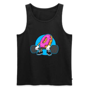 Donut PowerLifting Workout -Weightlifter - Men's Premium Organic Tank Top - black - Front - Michal (187cm)