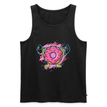 Donut PowerLifting Workout -Weightlifter - Men's Premium Organic Tank Top - black - Front - Michal (187cm)