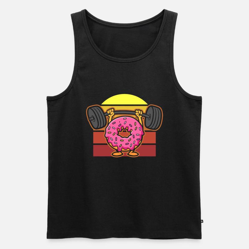 Donut PowerLifting Workout -Gewichtheber - Männer Premium Bio Tank Top - Schwarz
