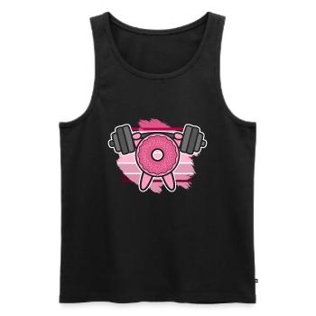 Donut PowerLifting Workout -Weightlifter - Men's Premium Organic Tank Top - black - Front - Michal (187cm)