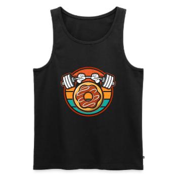 Donut PowerLifting Workout -Weightlifter - Men's Premium Organic Tank Top - black - Front - Michal (187cm)