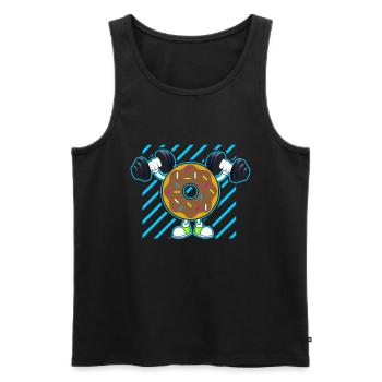 Donut PowerLifting Workout -Weightlifter - Men's Premium Organic Tank Top - black - Front - Michal (187cm)