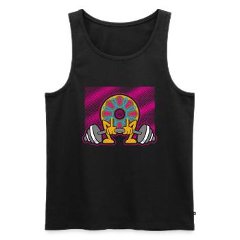 Donut PowerLifting Workout -Weightlifter - Men's Premium Organic Tank Top - black - Front - Michal (187cm)