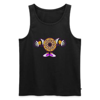Donut PowerLifting Workout -Weightlifter - Men's Premium Organic Tank Top - black - Front - Michal (187cm)