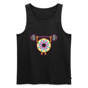 Donut PowerLifting Workout -Weightlifter - Men's Premium Organic Tank Top - black - Front - Michal (187cm)