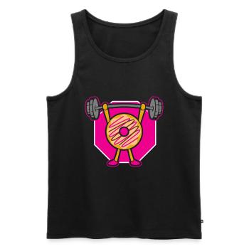 Donut PowerLifting Workout -Weightlifter - Men's Premium Organic Tank Top - black - Front - Michal (187cm)