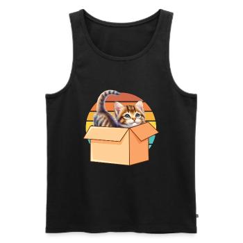 Katze In Box Retro Süße Katzenliebhaber Lustig - Männer Premium Bio Tank Top - Schwarz - Vorne - Michal (187cm)