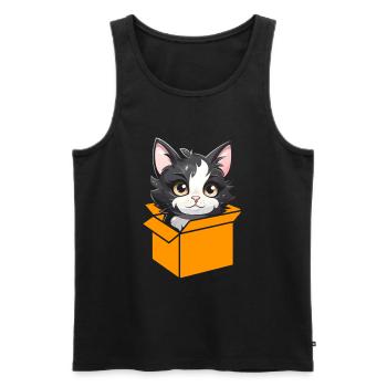 Cat In Box Retro Cute Cat Lover Funny - Men's Premium Organic Tank Top - black - Front - AI Model Male 178 light (178cm)