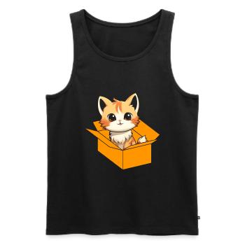 Cat In Box Retro Cute Cat Lover Funny - Men's Premium Organic Tank Top - black - Front - AI Model Male 178 light (178cm)