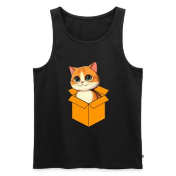 Katze In Box Retro Süße Katzenliebhaber Lustig - Männer Premium Bio Tank Top - Schwarz - Vorne - Michal (187cm)
