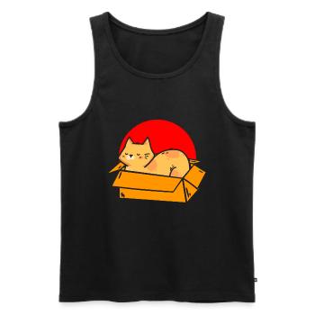 Cat In Box Retro Cute Cat Lover Funny - Men's Premium Organic Tank Top - black - Front - AI Model Male 178 light (178cm)