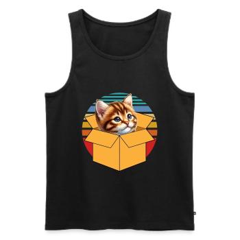 Cat In Box Retro Cute Cat Lover Funny - Men's Premium Organic Tank Top - black - Front - AI Model Male 178 light (178cm)