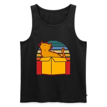 Katze In Box Retro Süße Katzenliebhaber Lustig - Männer Premium Bio Tank Top - Schwarz - Vorne - Michal (187cm)