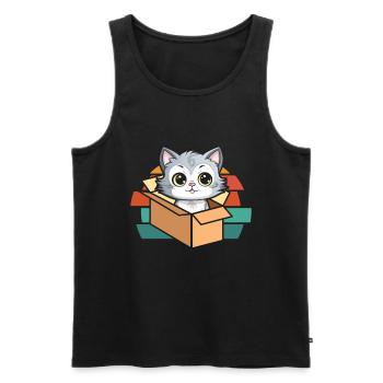 Katze In Box Retro Süße Katzenliebhaber Lustig - Männer Premium Bio Tank Top - Schwarz - Vorne - Michal (187cm)