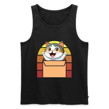 Cat In Box Retro Cute Cat Lover Funny - Men's Premium Organic Tank Top - black - Front - AI Model Male 178 light (178cm)