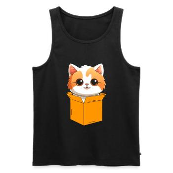 Katze In Box Retro Süße Katzenliebhaber Lustig - Männer Premium Bio Tank Top - Schwarz - Vorne - Michal (187cm)