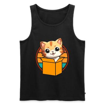 Cat In Box Retro Cute Cat Lover Funny - Men's Premium Organic Tank Top - black - Front - AI Model Male 178 light (178cm)