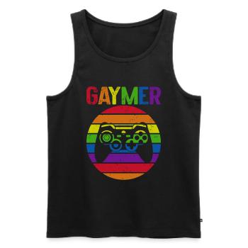 Gaymer LGBT Pride Rainbow Gamer Video Games - Männer Premium Bio Tank Top - Schwarz - Vorne - Michal (187cm)