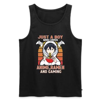 Anime Ramen and Gaming Gamer Anime - Men's Premium Organic Tank Top - black - Front - Michal (187cm)