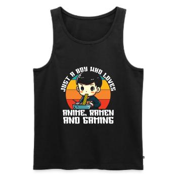 Anime Ramen and Gaming Gamer Anime - Men's Premium Organic Tank Top - black - Front - Michal (187cm)