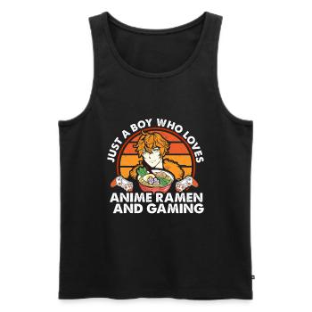 Anime Ramen and Gaming Gamer Anime - Men's Premium Organic Tank Top - black - Front - Michal (187cm)