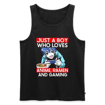 Anime Ramen and Gaming Gamer Anime - Men's Premium Organic Tank Top - black - Front - Michal (187cm)