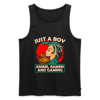Anime Ramen and Gaming Gamer Anime - Men's Premium Organic Tank Top - black - Front - Michal (187cm)