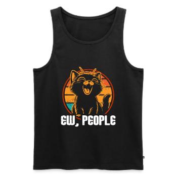 Ew Gens Chat Drôle Vintage Antisocial - Débardeur bio Premium Homme - noir - Devant - Michal (187cm)