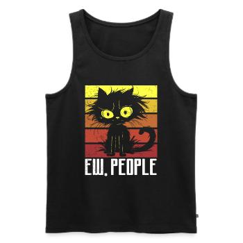Ew Gens Chat Drôle Vintage Antisocial - Débardeur bio Premium Homme - noir - Devant - Michal (187cm)
