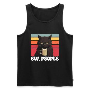 Ew Gens Chat Drôle Vintage Antisocial - Débardeur bio Premium Homme - noir - Devant - Michal (187cm)