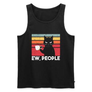 Ew Gens Chat Drôle Vintage Antisocial - Débardeur bio Premium Homme - noir - Devant - Michal (187cm)