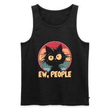 Ew Gens Chat Drôle Vintage Antisocial - Débardeur bio Premium Homme - noir - Devant - Michal (187cm)