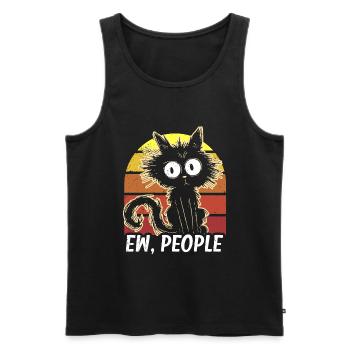 Ew People Cat Lustige Vintage Anti -soziale - Männer Premium Bio Tank Top - Schwarz - Vorne - AI Model Male 178 light (178cm)