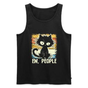 Ew People Cat Lustige Vintage Anti -soziale - Männer Premium Bio Tank Top - Schwarz - Vorne - AI Model Male 178 light (178cm)