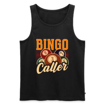 Bingo Caller Bingo Joueur de jeu Loterie - Débardeur bio Premium Homme - noir - Devant - AI Model Male 178 light (178cm)