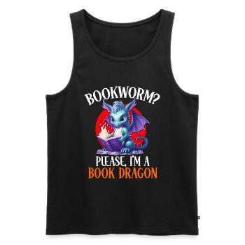 Dragons et livres Nerd Dragon Lover - Débardeur bio Premium Homme - noir - Devant - Michal (187cm)