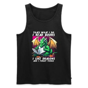 Dragons et livres Nerd Dragon Lover - Débardeur bio Premium Homme - noir - Devant - Michal (187cm)