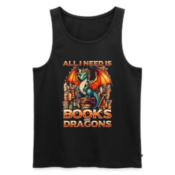 Dragons et livres Nerd Dragon Lover - Débardeur bio Premium Homme - noir - Devant - Michal (187cm)