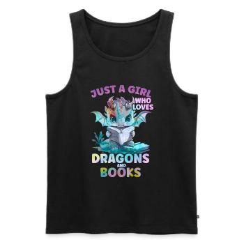 Dragons et livres Nerd Dragon Lover - Débardeur bio Premium Homme - noir - Devant - Michal (187cm)